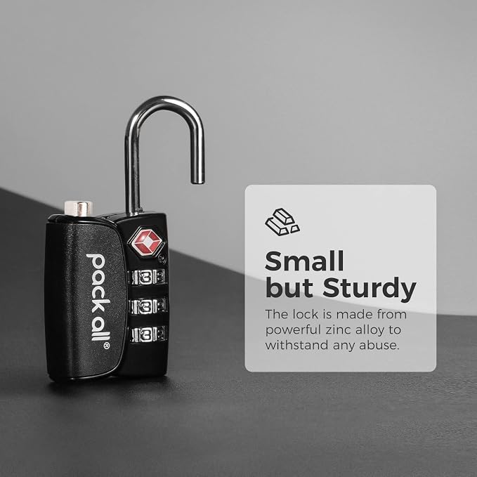 pack all TSA Approved Travel Luggage Locks, Resettable 3-Digit Code | Open Alert Indicator, Zinc Alloy Body, Clear Number Dials, For Suitcase, Toolbox, Backpack, 4 Pack - Image 4