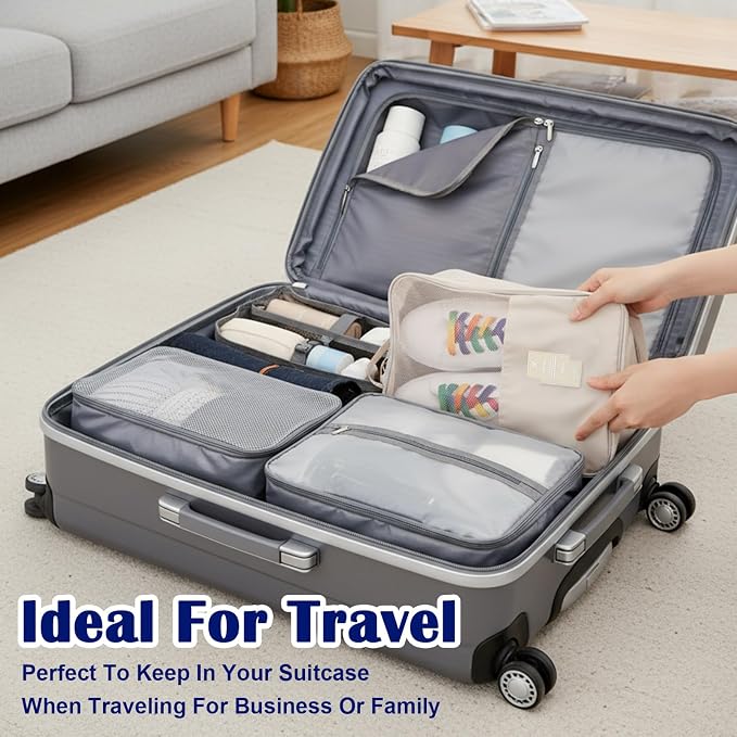 3-Pack Travel Shoe Bags for Packing in Suitcase - Shoe Travel Bag Organizer with Handle, Multi-Layer Compartments Holds 3 Pairs of Shoes, Portable Storage for Men & Women (Beige/Gray/Black) - Image 7