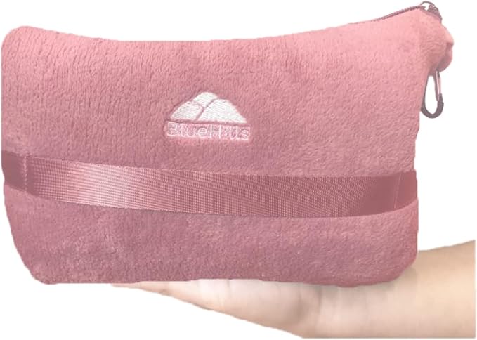 BlueHills Premium Soft 2 Pack Mini Travel Blanket Pillows Dusty Rose Pink | Luggage Belt & Backpack Clip, Lightweight, Ultra Soft Plush Pouch, 2 in 1 Blankets Combo, Airplane Accessories, Compact Case - Image 8