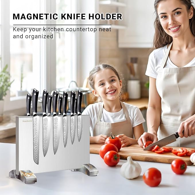 Magnetic Knife Block Stand Without Knives Double Sided Magnetic Knife Holder Rack for Kitchen Counter Stainless Steel Knife Magnetic Strip Display Stand Storage Organizer - Image 2