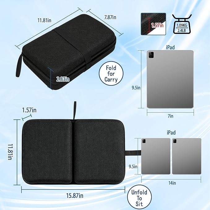 Honeycomb Gel Seat Cushion 16"x12" Foldable for Tailbone & Pressure Relief | Portable foldable cushion for airplane, car, office & wheelchair; lightweight breathable pad for all-day pressure relief - Image 2