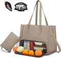 2 in 1 Tote Bag Lunch Bag Combo,Lunch Tote Bag for Women, Large Convertible Laptop Work Handbag for Women (Khaki) by Unknown