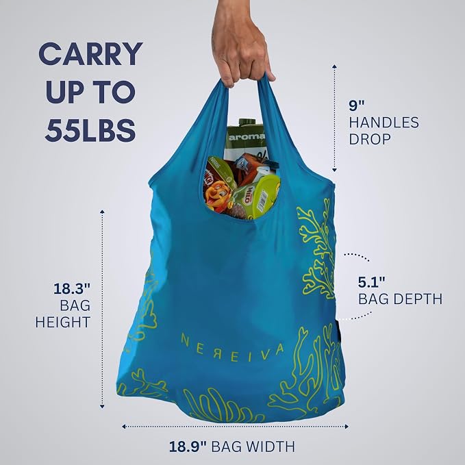 55 Pound Reusable Shopping Bag - Folds into a Small Pouch - Washable Reusable Grocery Bag, Durable & Stylish with handles for Easy Shoulder or Hand Carry - Image 6