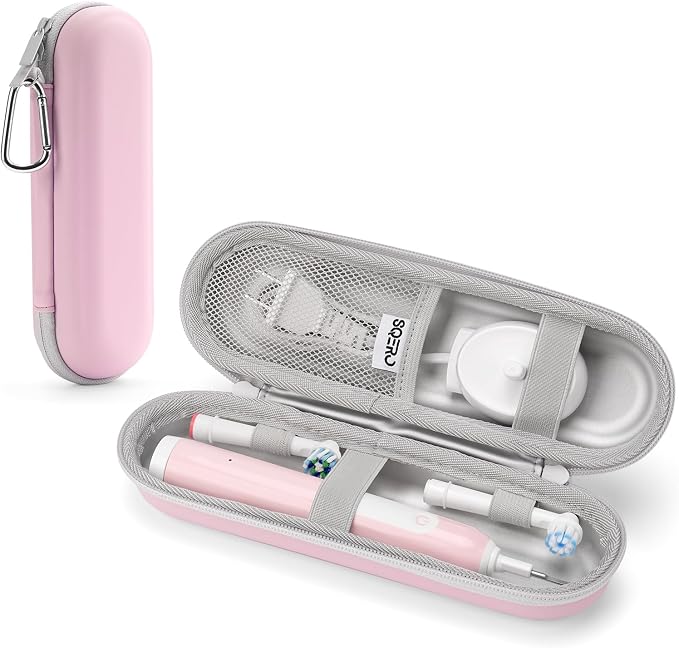 SQERO Electric Toothbrush Travel Case for Oral-B Pro/iO, Philips Sonicare/Aquasonic, Oral B Case for Brush Heads & Accessories, Portable Toothbrush Hard Carry Bag Waterproof PU by SQERO