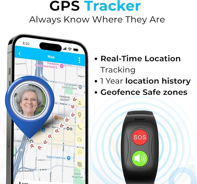 SOS Wristband for Seniors with Fall Detection — Alerts Go Direct to Family, No Call Center | One-Button Simplicity, GPS Tracking, Geofencing, 2-Way Calling, Waterproof Medical Alert - Image 3