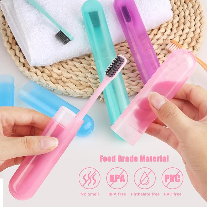 Hooqict 4 Pack Travel Toothbrush Case Portable Travel Toothbrush Holder Plastic Toothbrush Container Protector Cover Case for Traveling, Bathroom, Camping, Home, School, Business - Image 3