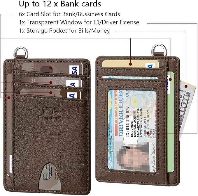 FurArt Slim Minimalist Wallet RFID Credit Card Holder for Men | slim minimalist compact rfid id window thin - Image 6
