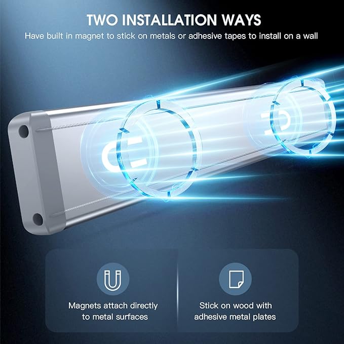 MCGOR 14.7inch Under Cabinet Lighting, 2 Pack Rechargeable Motion Sensor Light Indoor, 5 Levels Dimmable Magnetic Closet Lights, Wireless Under Counter Lights for Kitchen, Stairs,Hallway - Image 6