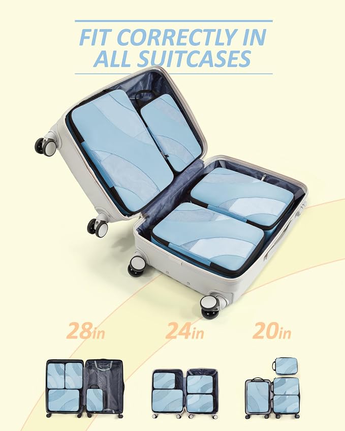 BAGSMART Compression Packing Cubes for Travel | Lightweight suitcase organizers bag set, space-saving double zipper expansion for carry-on luggage & travel organization - Image 3