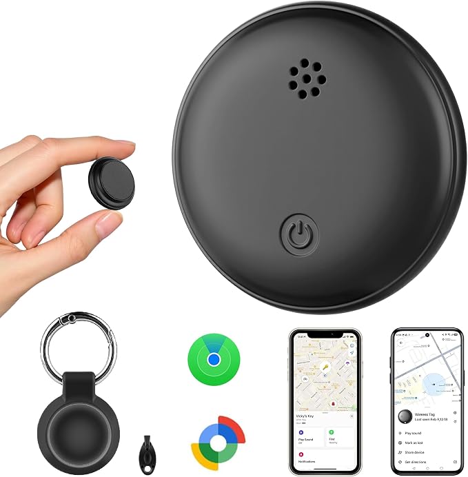 GPS Tracker for Vehicles iOS & Android, Undetectable Mini Hidden Magnetic Locator, No Monthly Fee/No SIM Card, Silicone Case & Keychain Clip Included, Ultra-Slim, IP68 Waterproof, 1 Year Working Time by HealAge