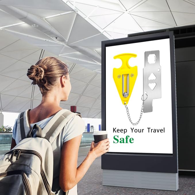 Portable Door Lock for Travel Door Lock Hotel Room Security Devices Apartment Jammer Additional Safety for Traveling Home College upgrade (Yellow combination) - Image 3