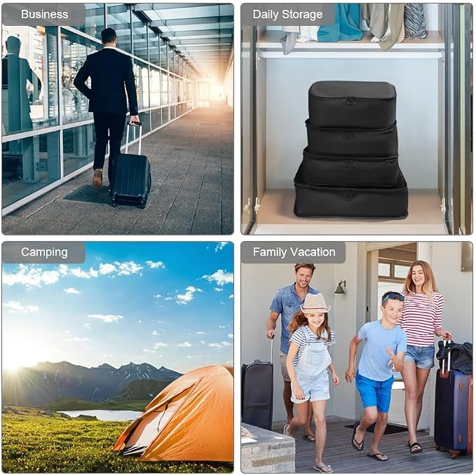 LANSKLBD 6/8 Set Packing Cubes for Suitcases Travel Luggage Packing Organizers,Travel Accessories Essentials Luggage Organizer with Shoe/Tioletry/Laundry Bag (Black, 6 set) - Image 6