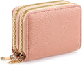 Credit Card Holder for Women Double Zipper Small Leather Card Case Wallet by FALANMULE