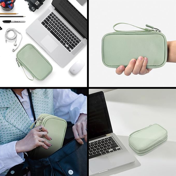 CAAORDKSO Cord Organizer Travrel Bag, Electronic Organizer Travel Case, Water Resistant Cable Organizer Pouch for Cable, Cord, USB, Charger, Phone, Power Bank, Earphone (Mint Green, Medium) - Image 7