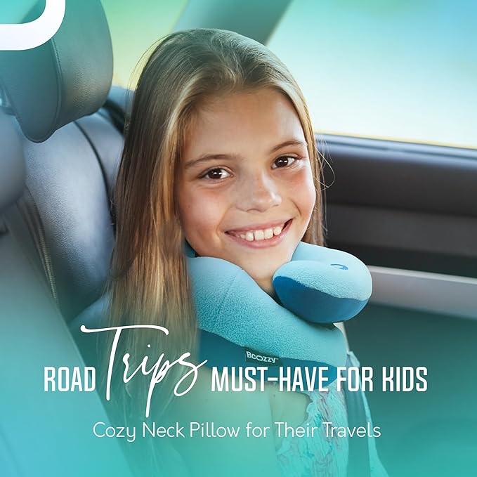 BCOZZY Kids Travel Neck Pillow (8-12 Y/O) – Patented Soft Child Pillow for Head & Chin Support in Car, Airplane, and Road Trip Sleeping. Adjustable Size. Carry Bag. Fully Washable. Medium, Pink - Image 3