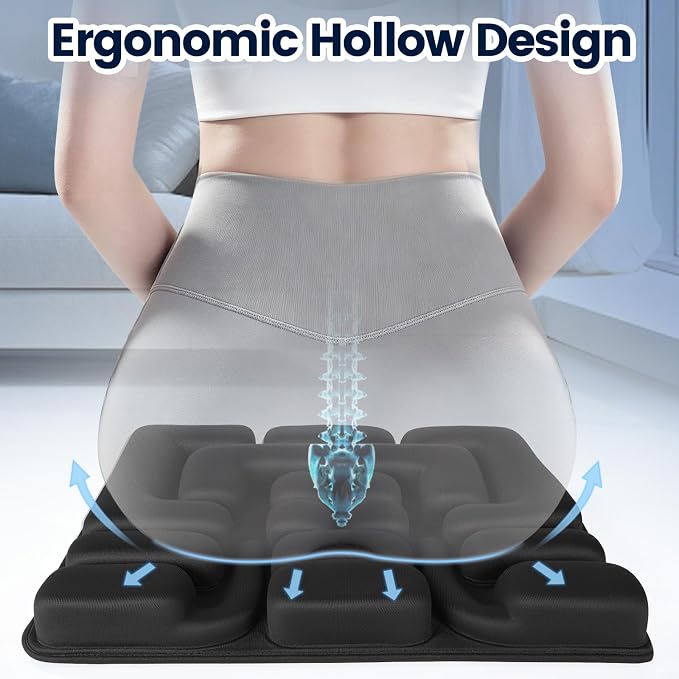 Inflatable Airplane Seat Cushion for Long Flights with Dual Airflow Fans | Portable Travel Cushion Airplane Seat for Air Travel, Office, Car and Wheelchair Rechargeable with Ergonomic Support - Image 6