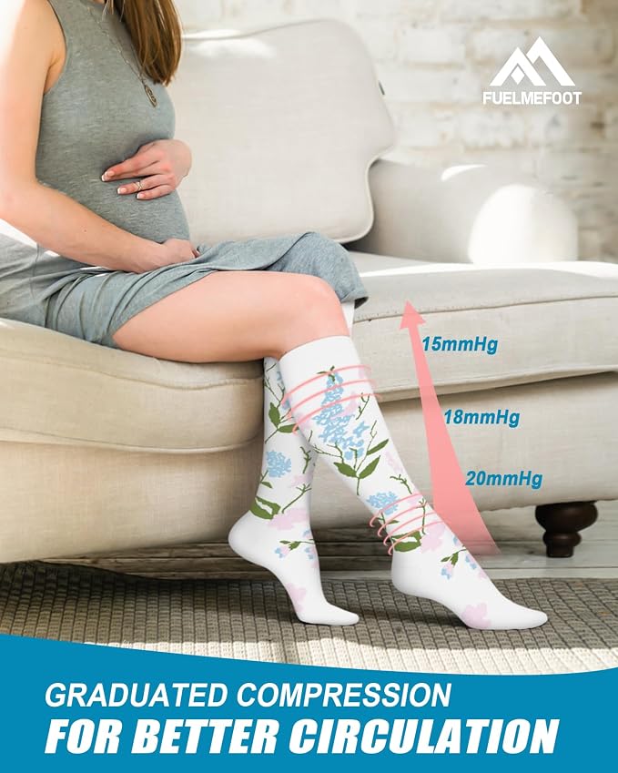 6 Pairs Compression Socks for Women & Men 15-20mmHg Knee High Socks | Graduated Compression Socks Supports Circulation, Ideal for Nurses Pregnancy, Travel, Flying, Running & Daily Wear - Image 4