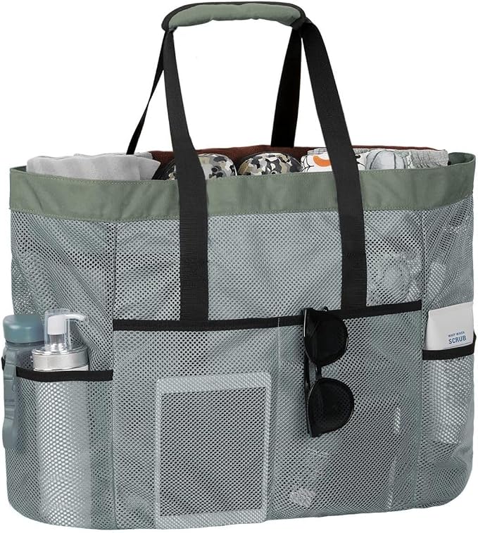 Mesh Beach Bag tote for women men cruise travel essentials swim pool towel bag for family vacation foldable must haves | foldable by Unknown