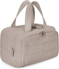 BAGSMART Travel Toiletry Bag, Crush Toiletry Bag for Women, Wide-open Puffy Toiletry Bags for Traveling, Large Travel Cosmetic Makeup Bag Organizer for Accessories,Toiletrie, Grayish Brown by BAGSMART