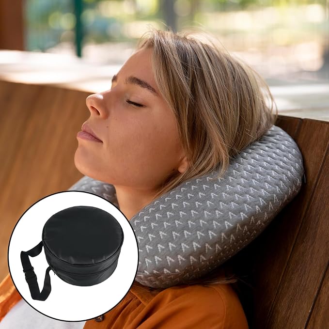 Travel Neck Pillow Bag Small Compact Travel Pillow Bag Adjustable Strap Pillows Carrying Bags for Journey Airplane Train Easily Quick Attaches to Luggage Backpacks - Image 5