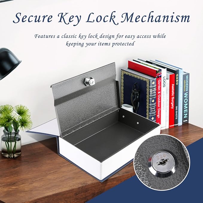 Tahoe trails Book Safe with Key Lock, Portable Metal Safe Box, Dictionary Diversion Book Safe,Secret Book Hidden Safe,9.5" x 6.1" x 2 .2" - Image 2