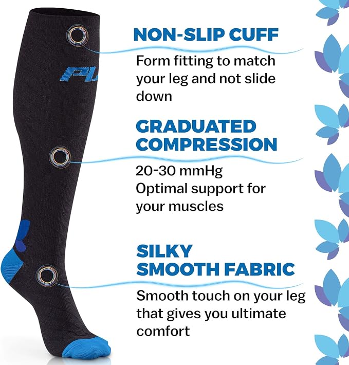 POWERLIX Compression Socks for Women & Men (Pair) for Neuropathy Swelling Pain Relief 20-30 mmHg Medical Knee-high Stockings - Image 4