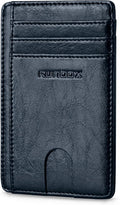 RUNBOX Slim Wallet for Men and Women, RFID Blocking Leather Card Holder | Minimalist 8-slot design fits IDs and credit cards in a thin profile for front pockets, purses, pants and travel by RUNBOX