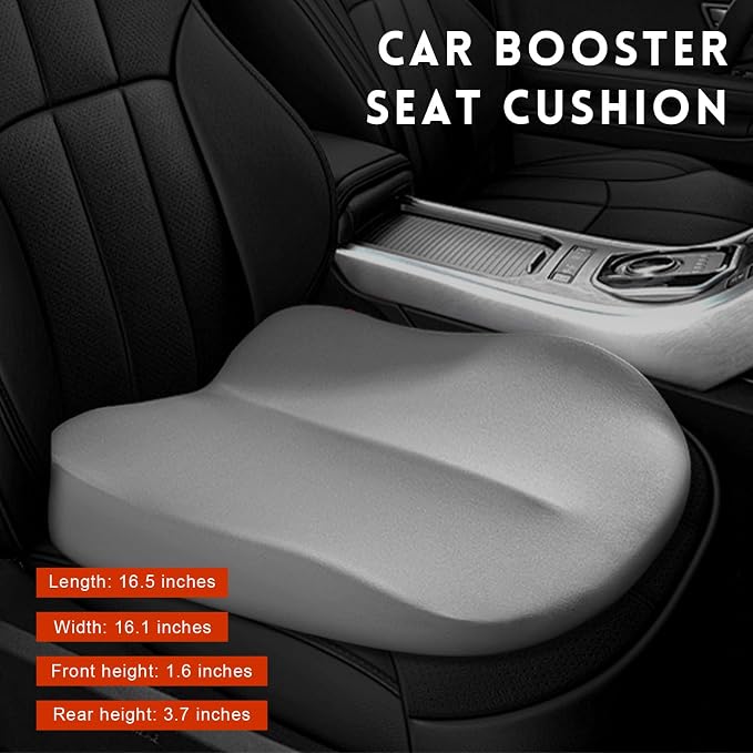 Car Seat Cushion, Ergonomic Memory Foam Auto Seat Boost Mat for Short People Driving, Non-Slip Driver Seats Height Cushion Office Chair Pillow for Tailbone Back Pain Relief (Gray) - Image 2