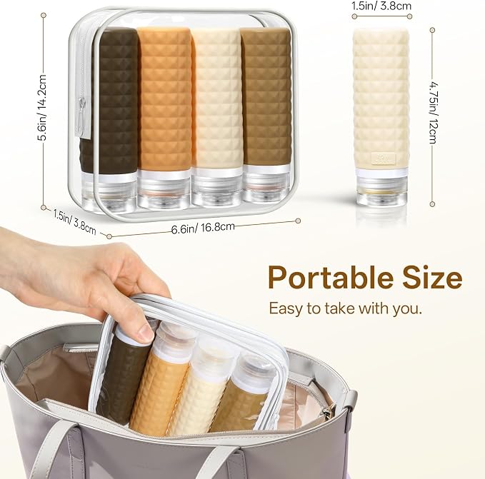Travel Bottles for Toiletries, TSA Approved Travel Size Containers, Leak Proof Silicone Shampoo Bottles, Small Toiletry Containers with Clear Bag for Shampoo Conditioner Lotion - Image 3