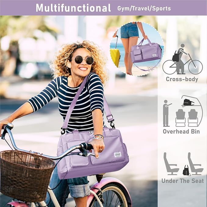 NPBAG Women Travel Duffel, Multi Functional Large Expandable Weekender Carry-on Tote, Gym Workout Overnight Bag, Mommy Hospital Bag for Labor and Delivery - Image 6
