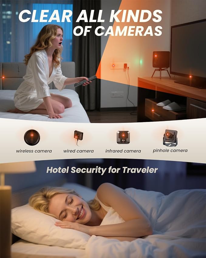 Hidden Camera Detectors GPS Tracker Detector with 6 Modes for Travel | Camera Finder Hidden Device Detector for Hotel Security with Type C Charging Cable , Matte Black - Image 2