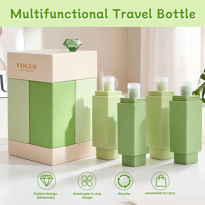 Obfuscate Travel Bottles,4 in 1 Travel Dispenser Bottle,4x30ml/1oz | A Cleaning Brush,refillable leak proof travel containers for Shampoo Conditioner,travel essentials for Vacation Camping & Gym - Image 4