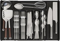 Black Expandable Silverware Drawer Organizer - Adjust From 11'' to 22'' - Knife,Cutlery,Spoons and Forks Organizer,Large 8 Grid Flatware,Silverware Tray,Utensil Organizer for Kitchen Drawers by Yieach