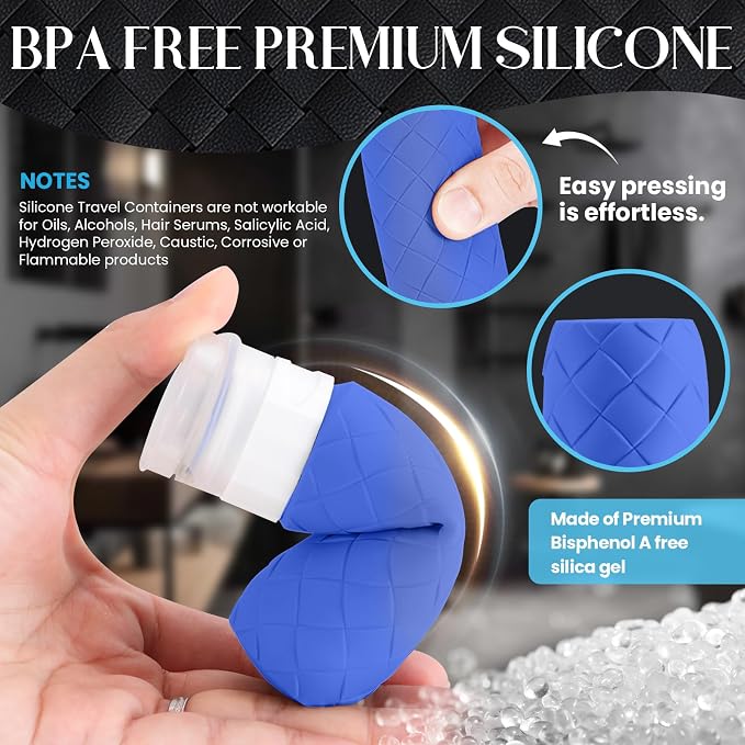 Silevoler Travel Bottles for Toiletries, TSA-Approved Travel Size Container | Woven Pattern BPA Free Silicone Leak Proof Refillable Liqus Shampoo And Conditioner Essentials Toiletry Bottles(Blue) - Image 4