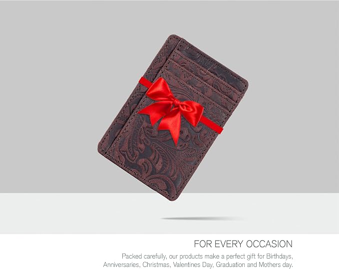 Leather Slim Minimalist RFID Blocking Front Pocket Wallet, Brown, Credit - Image 7