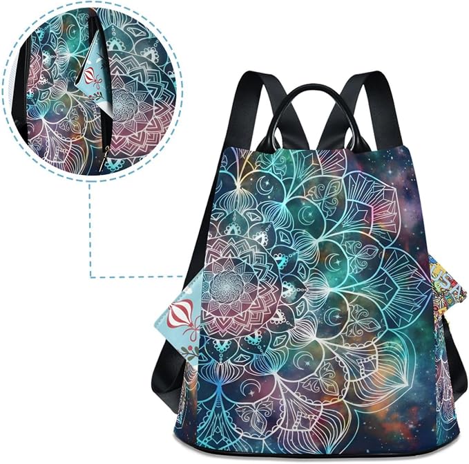 ALAZA Galaxy Colorful Mandala Backpack Purse for Women Anti Theft Fashion Back Pack Shoulder Bag - Image 4