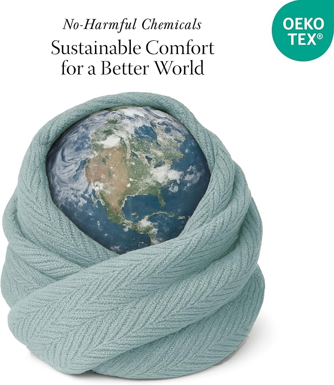 Threadmill Luxury Cotton Blankets for Twin Size Bed | All-Season 100% Cotton Twin Blanket for Bed | Herringbone Soft & Cozy Fall Thermal Blanket, 350GSM, 68x92 inches | Mist Blue - Image 6