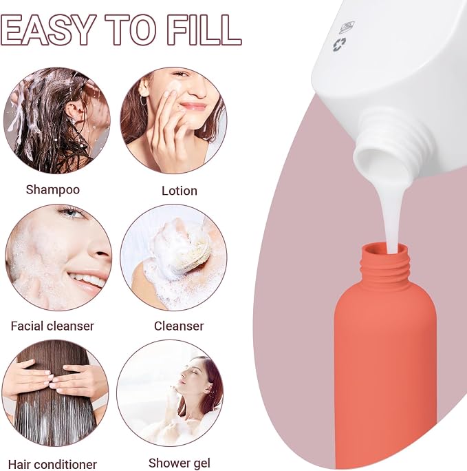 Travel Shampoo Bottle, Empty Plastic Squeeze Bottles 8.8oz with Flip Cap, Lotion Container for Toiletries Travel Size Shampoo and Conditioner - Image 5