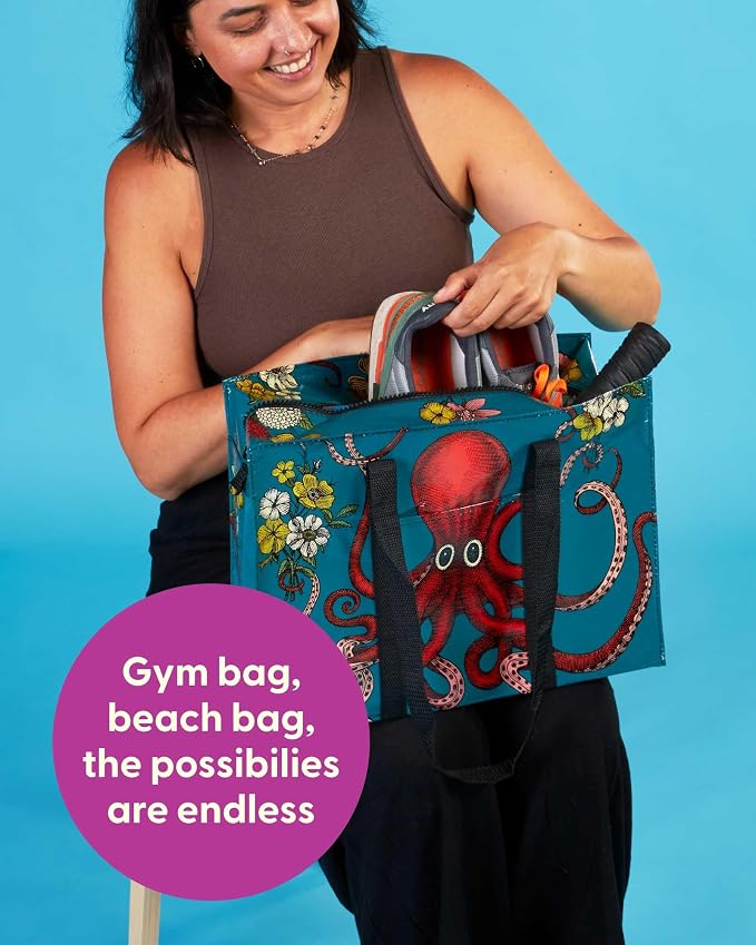 Blue Q Reusable Shoulder Tote Bag – Carry Everywhere Bag with a Hefty Zipper, Durable, Fun Design, 95% Recycled Material - Image 5
