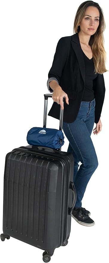 BlueHills Ultra Compact 2 Pack Travel Blanket Pillow Airplane - Navy Blue | Travel Set Blanket/Pillows 70 X56, Matching Pillowcase, Luggage Strap & Carabiner, Compact & Packable, Traveling Essentials - Image 4