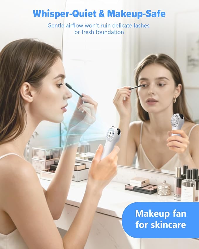 Portable Handheld Fan, Cute Bear Mini Fan with 11000 RPM High Speed, Rechargeable Personal Fan with 4 Speeds, Pocket Small Fan for Travel, Makeup, Lash, Gifts for Women Girl - White - Image 2