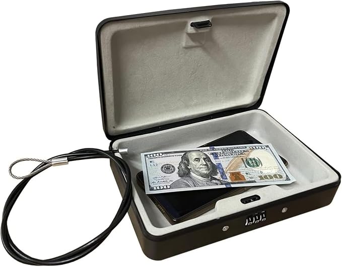 SEPOX® Water Fire Resistant Steel Case Lock Box 3-Ft Cable Resettable Combo by SEPOX