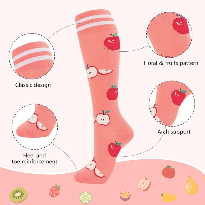 fenglaoda Compression Socks for Women Men Support Circulation 6 Pairs Socks For Nurse, Travel, Flight - Image 4