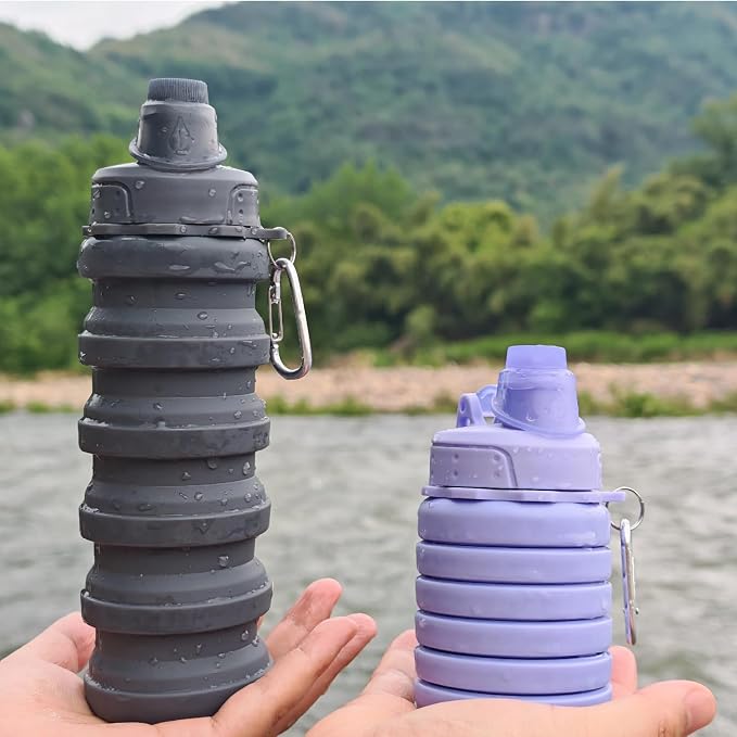 Collapsible Water Bottles Travel water bottle Sports Portable Sport Water Bottle Reusable Water Bottles comes with mountaineering Buckle 500ml silicone Water-proof camping water bottle - Image 8