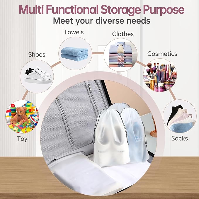 20 Pack Shoe Bags for Travel, 11.8" x 15.7" Waterproof Travel Shoe Bags for Packing, Large Clear Shoe Organizers Pouch with Rope, Portable Drawstring Shoes Storage Bag for Men & Women - Image 4