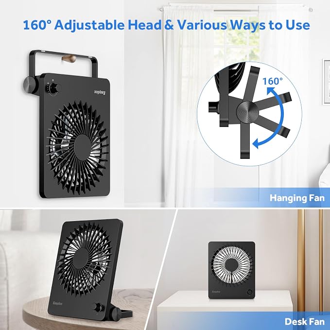 EasyAcc Portable Travel Fan with 10000 Capacity Built-in Battery, up to 59H Runtime, Ultra-Thin Quiet Rechargeable Desk Fan with Stepless Speed Control for Cruise, Office and Home - Image 5