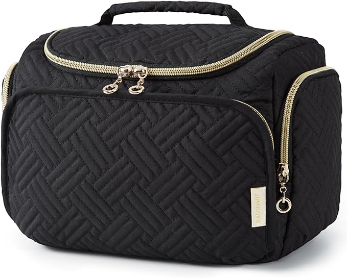 BAGSMART Travel Toiletry Bag for Women, Cosmetic Bag Makeup Bag Organizer with Handle, Travel Bag for Toiletries, Travel Accessories, Full Sized Container by BAGSMART