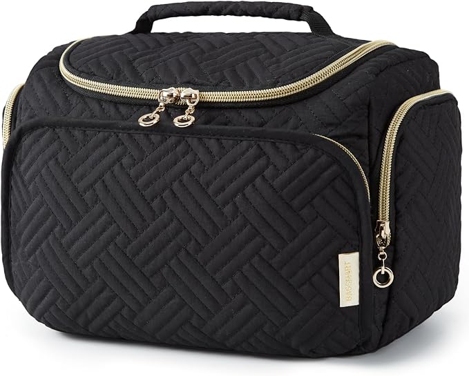 BAGSMART Travel Toiletry Bag for Women, Cosmetic Bag Makeup Bag Organizer with Handle, Travel Bag for Toiletries, Travel Accessories, Full Sized Container by BAGSMART