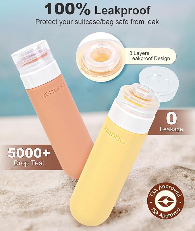 Quatish Travel Bottles for Toiletries, Original Patented Leak Proof Travel Size Containers, 3 oz Tsa Approved Silicone Shampoo and Conditioner Bottles, 4 Pack, Multi-Color - Image 2