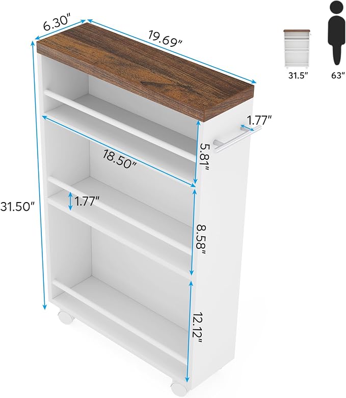 Tribesigns Slim Storage Cart, Rolling Narrow Kitchen Cart on Wheels for Small Place, 4-Tier Slide Out Slim Utility Cart Skinny Laundry Cart with Handle for Kitchen, Bathroom, Laundry - Image 2